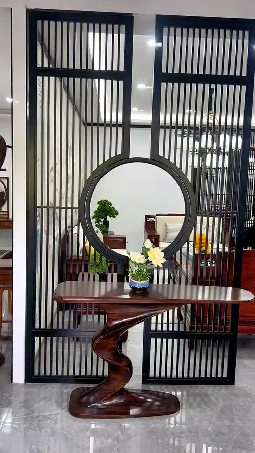 新中式风格!#端景台#隔断屏风#实木家具-度小视