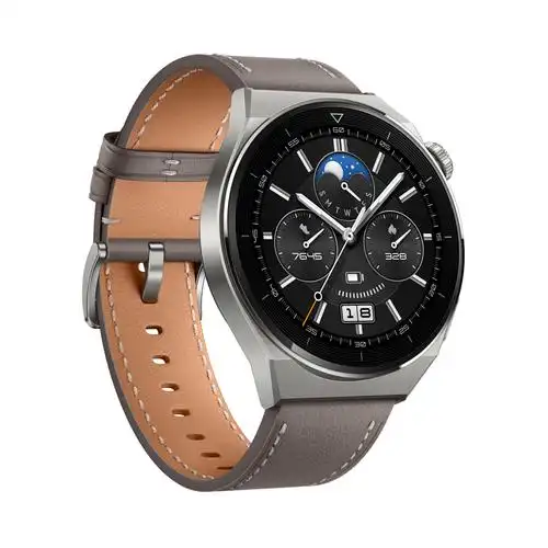 华为/huawei watch gt 3 pro 46mm 时尚款 灰色真皮表带 智能手表