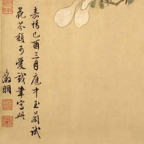 明文徵明白玉兰图仿古画书房办公室卧室客厅装饰画挂轴装裱字画