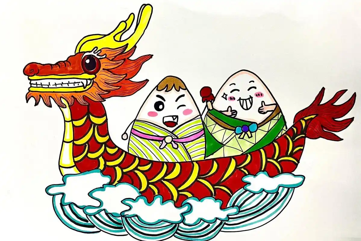 端午节赛龙舟创意儿童画 端午节快到咯,安排起来吧~ 主页还有端午节