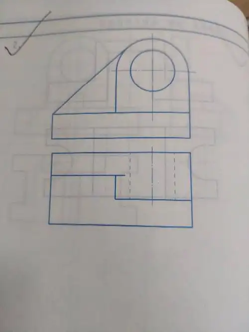 根据形体的二视图绘制斜二测轴测图