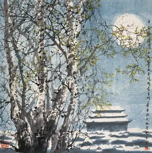 赵准旺古都田园画作品9