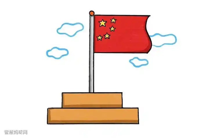 画法飘逸的五星红旗简笔画 第1页手绘中国国旗飘扬4像红旗迎风飘简笔