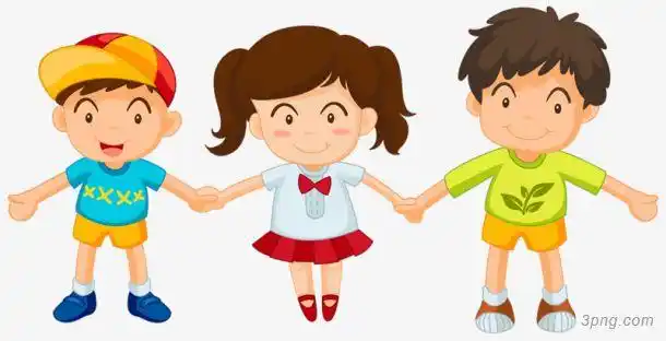 手拉手的小朋友png素材透明免抠图片卡通手绘