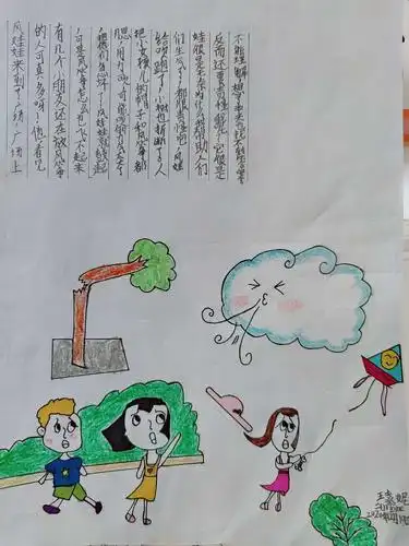 八神庄小学二年级第17周绘画日记《风娃娃》交流分享活动