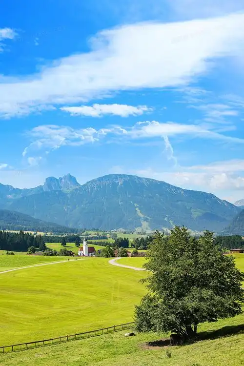 简约大气摄影合成蓝天白云草地草原绿地海报背景