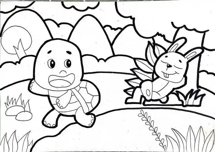 龟兔赛跑简笔画 龟兔赛跑简笔画图片大全