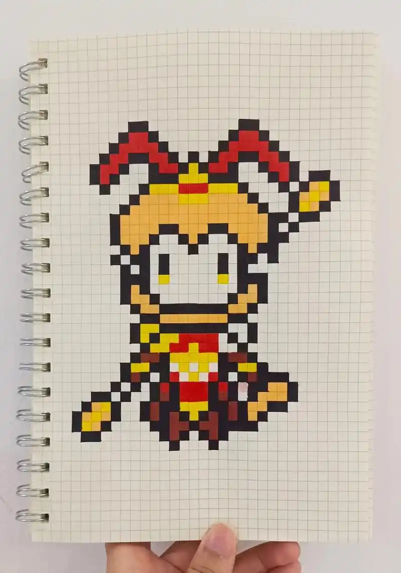 像素画——王者荣耀:孙悟空 俺老孙来也～ 临摹@欢喜91-像 - 抖音