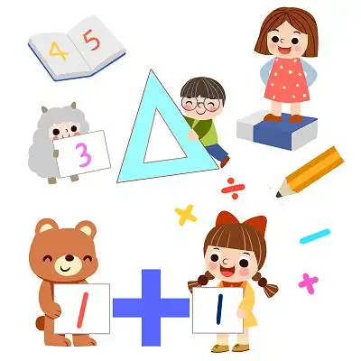 儿童学习数学卡通人物数学教育png素材数学背景
