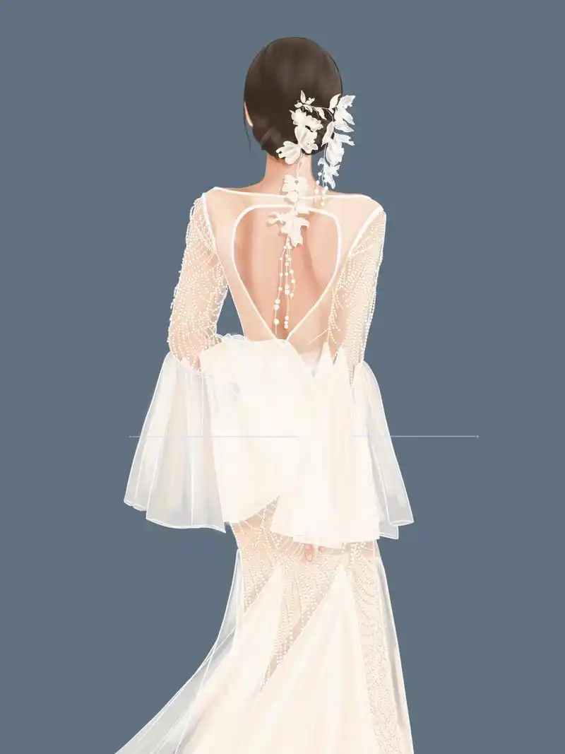 婚纱手绘|背影也好好看 love never fails 爱是永不止息 素材参考