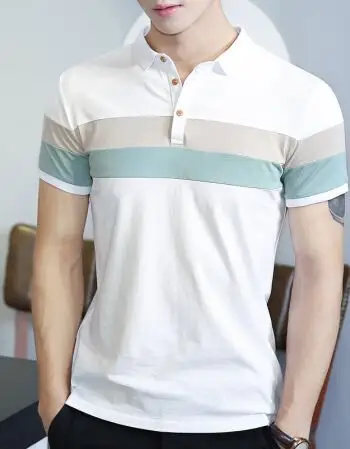 【男士】夏装新款翻领短袖t恤条纹男装polo衫半袖潮流男体桖 dt8735