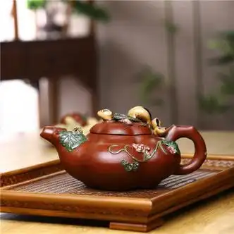 麟酷寿桃紫砂壶宜兴紫砂壶名家纯原矿大红袍寿桃回流水杯子松鼠茶具