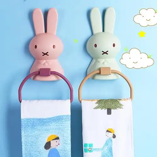 儿童毛巾架卡通卫生间挂擦手巾架子壁挂式挂架打孔毛巾挂