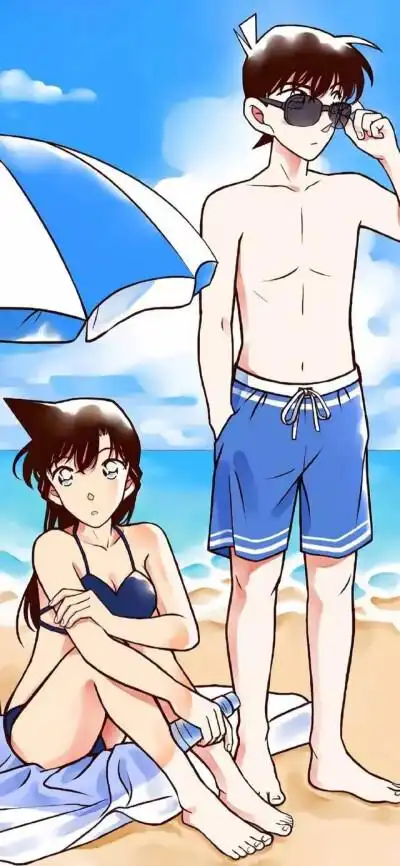 名侦探柯南之小兰和新一#沙滩#情侣