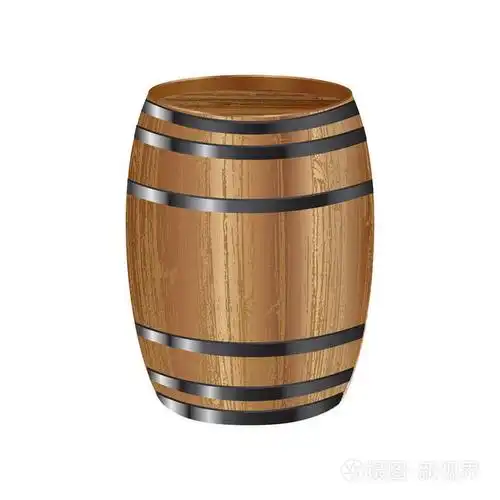 木制酒桶,橡木-现实-孤立在白色的背景-艺术创意现代向量