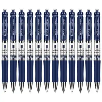 得力医用笔墨兰色水笔05mm蓝黑医生处方蓝色按动签字笔弹头学生办公