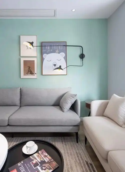 中山三房二厅装修案例100㎡北欧混搭清新薄荷绿装修风格