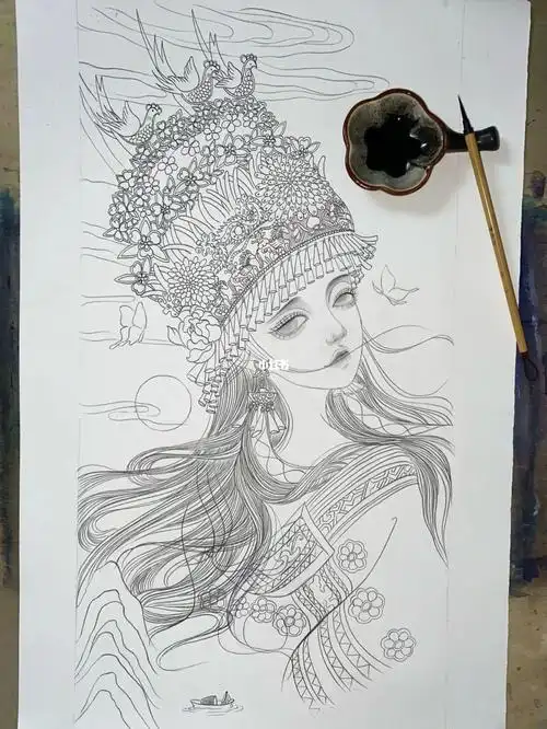 苗族少女来了眼花缭乱祈祷上色不翻车