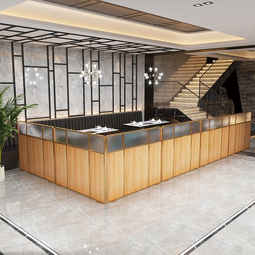 定制长虹玻璃隔断轻奢餐厅不锈钢矮卡座隔断饭店火锅店过道挡板长虹