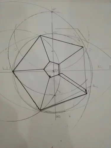 外画正五边形,内画小正五边形