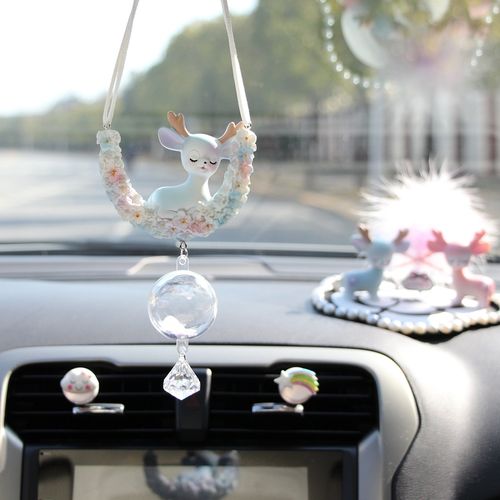 汽车挂件鹿一路平安车载后视镜挂饰创意车内可爱吊坠装饰品吊饰女