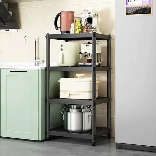 厨房置物架落地多层多功能家用微波炉烤箱锅架夹缝收纳架烤漆橱柜