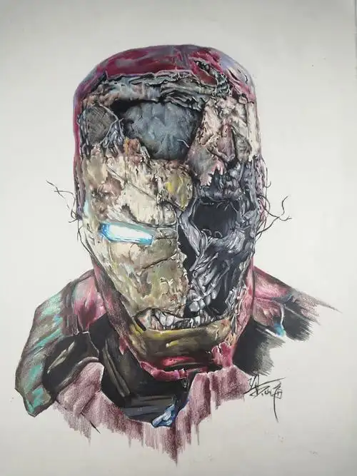 彩铅练习《丧尸钢铁侠》