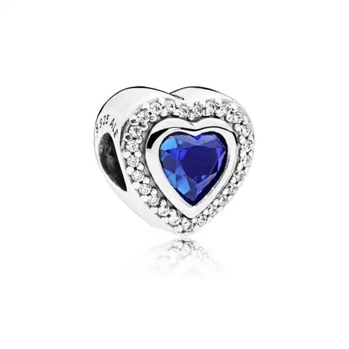 sparkling love charm, clear cz & blue crystal