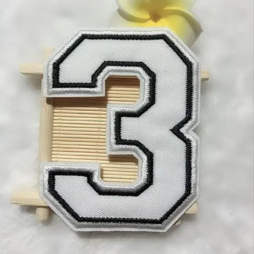 白色数字编号组合刺绣布贴 比赛球衣衣服辅料补丁贴diy棒球帽子贴