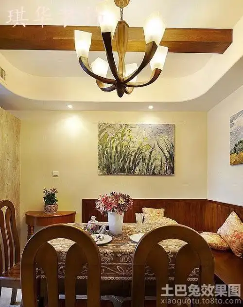 餐厅有梁处理案例餐厅横梁吊顶效果图借鉴