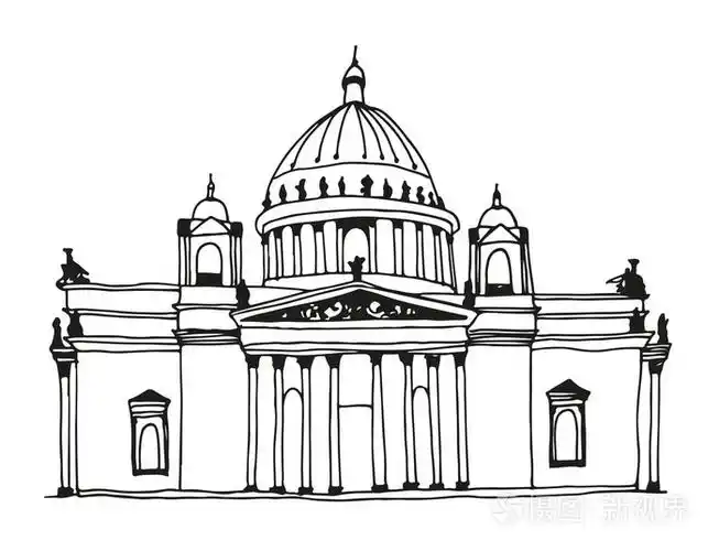 手绘圣以撒大教堂在圣彼得堡,俄罗斯插画-正版商用图片1le1n7-摄图新