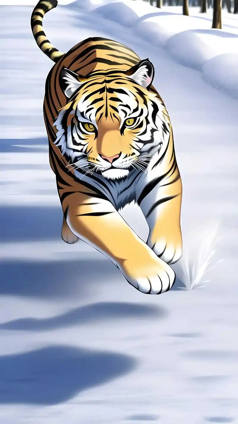 雪地里奔跑的萌虎你喜欢吗