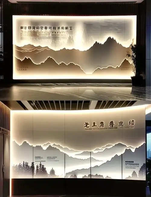 走进门不再是单调的黑白灰,而是被一幅幅充满自然气息的山水画所包围