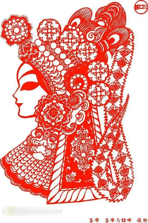 中国剪纸京剧脸谱吕布