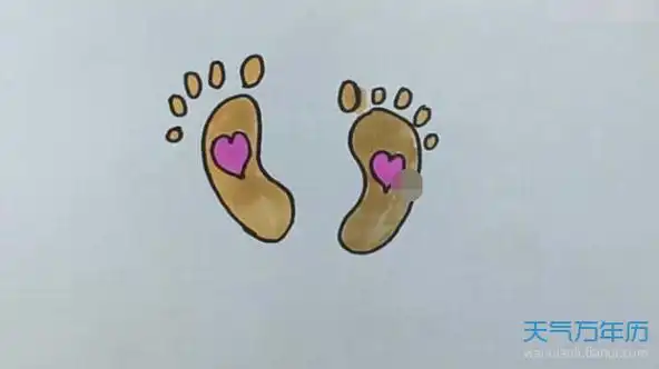 彩色脚掌简笔画