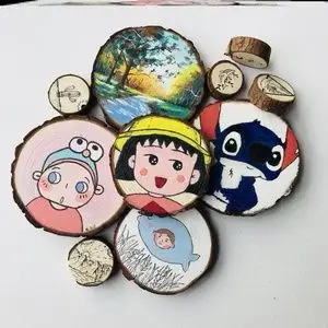 材料手工圆木片年轮手绘画木板涂色创意画板建筑模型圆型儿童diy