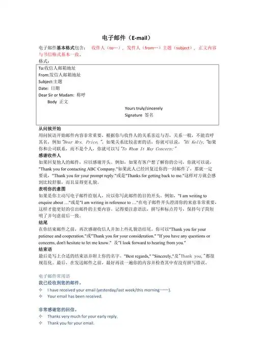 英语电子邮件模板及常用语.doc