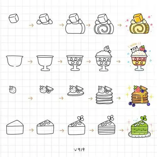 甜品简笔画甜品的简笔画怎么画甜品简笔画甜品简笔画步骤甜品简笔画