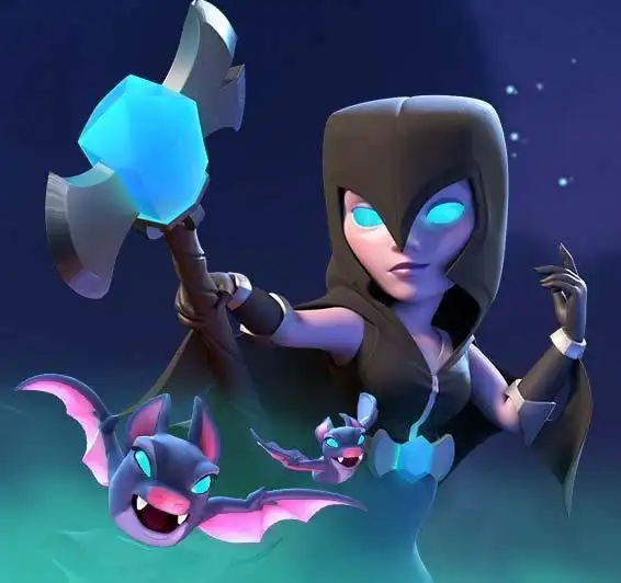 皇室战争暗夜女巫选卡挑战黑女巫的第一个表情登场