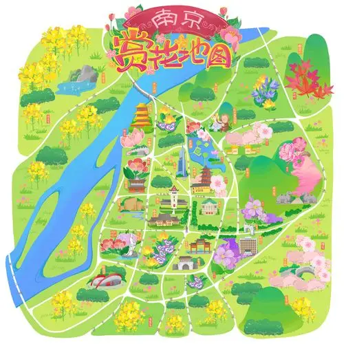 南京赏花手绘地图|插画|商业插画|雷小鹿_原创作品-站酷(zcool)