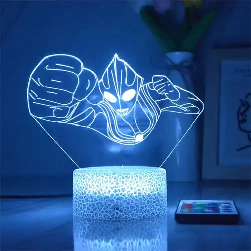 奥特曼充电小夜灯3d卡通男孩动漫台灯节能儿童卧室睡眠灯定制礼物