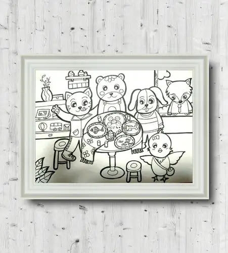 幼师主题简笔画分享小熊请客