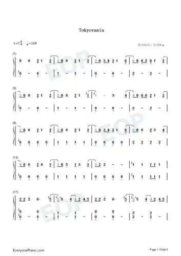 tokyovania-undertale-传说之下双手简谱预览1