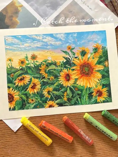 油画棒作品向阳而生61向日葵附教程