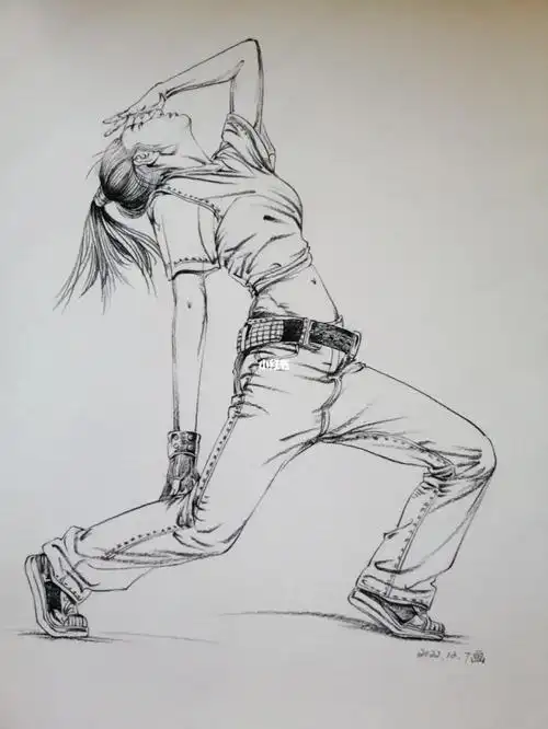 速写临摹-街舞舞者