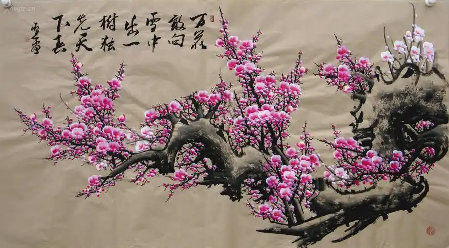 西门亚石老师国画大六尺梅花《万花敢向雪中出,一树独先天下春.