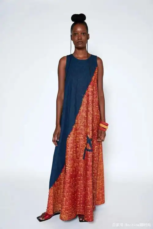 让服装以撞色的拼接或者是廓形等呈现出斜向的分割造型