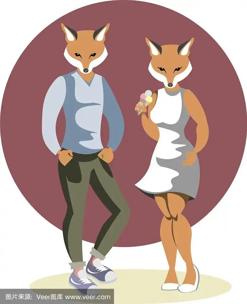夫妇拟人化的狐狸