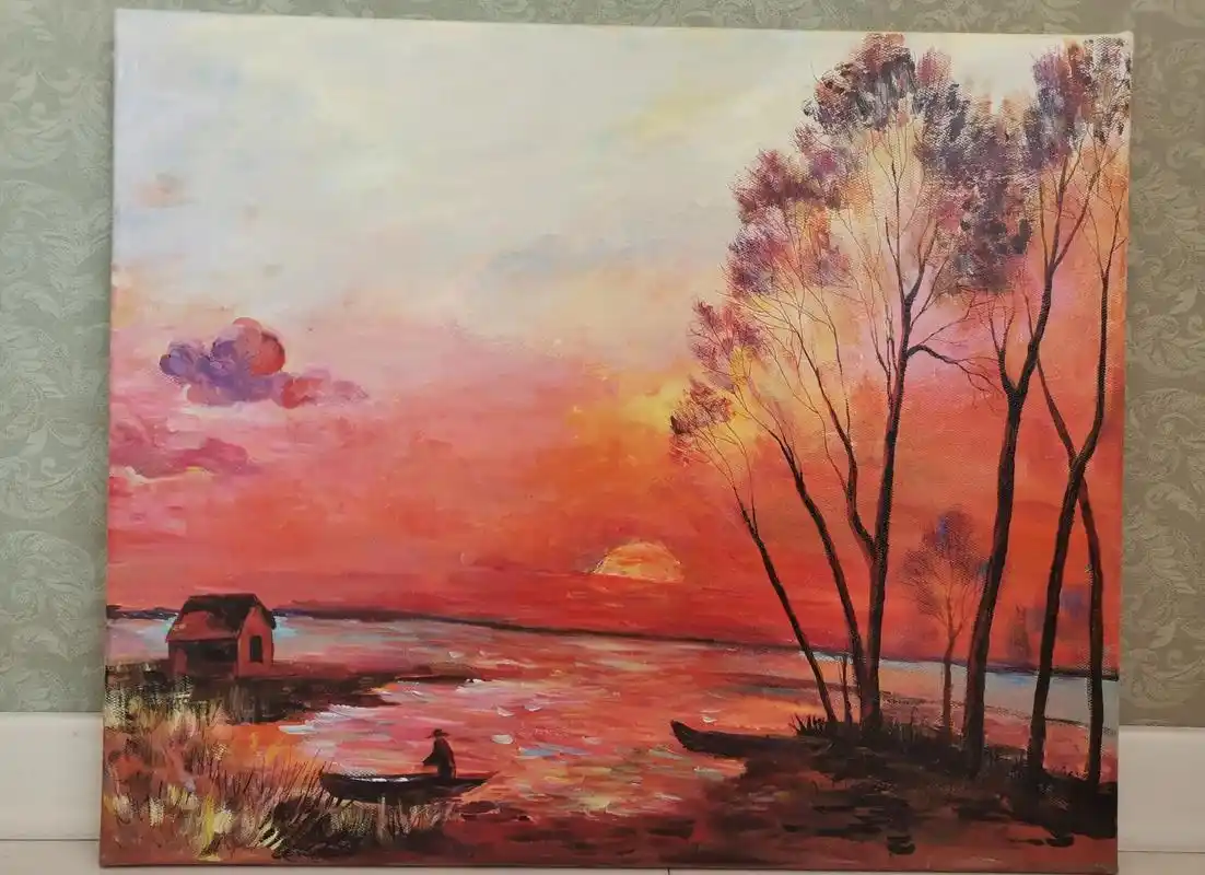 画画日常～ #一起学画画#丙烯画#风景油画 - 抖音