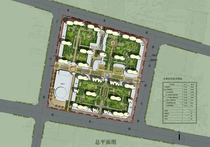 居住区小区规划彩色平面总平图(pdf 17页)